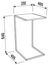 Mesa de Apoio Lateral Steel Quadra 27820 Vermont Base Preta - Artesano