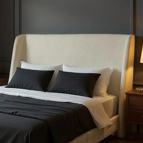 Cabeceira Design para Cama Queen Torres Pés em Madeira Bouclê Bege G91 - Gran Belo