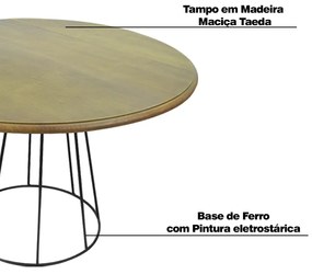 Mesa de Jantar Redonda Base de Ferro Telaio Castanho G04 - Gran Belo