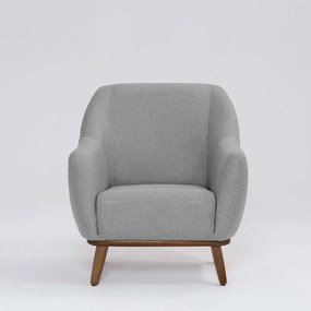 Poltrona Decorativa Pauline D07 Base Madeira Linho Mescla Elefante - D'Rossi