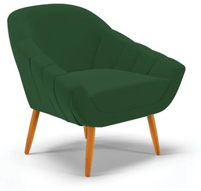 Kit 01 Namoradeira 02 Lugares e 02 Poltronas Giovana Veludo Verde Pés Palito Castanho - D'Rossi