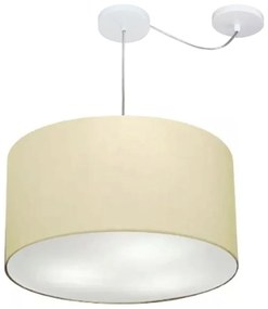 Lustre Pendente Cilíndrico Com Desvio De Centro Md-4168 Cúpula em Tecido 60x30cm Algodão Crú - Bivolt