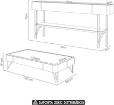 Aparador Para Sala Gianni e Mesa Alane H01 Off White/Castanho - Mpozen