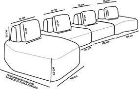 Sofá 4 Lugares Orgânico com Chaise e 3 Módulos Berlim Bouclê Gf K01 - D'Rossi - Grafite/Caramelo