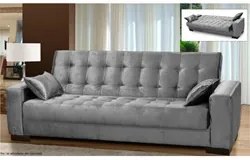 Sofá Cama para Sala de Estar Lisboa Suede Cinza - Ibiza