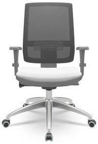 Cadeira Brizza Diretor Grafite Tela Preta Assento Aero Branco com Autocompensador e Base em Alumínio - 65750 Sun House