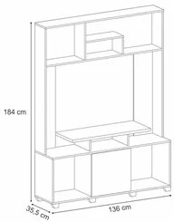 Estante Para TV 47 Pol. 136cm Milys H01 Off White/Cinamomo - Mpozenato