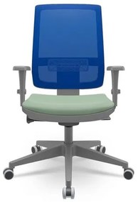 Cadeira Brizza Diretor Grafite Tela Azul Assento Vinil Verde Autocompensador Piramidal - 66161 Sun House