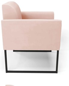 Sofá Namoradeira com 2 Poltronas Base Industrial Preto Marisa Veludo   - Rose