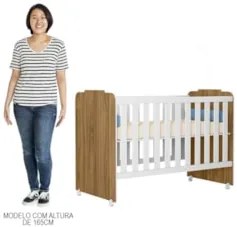 Berço Com Rodízios Amour Z49 Natural/Branco - Mpozenato