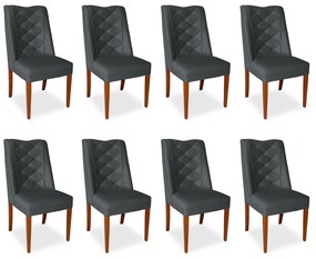 Kit 8 Cadeiras de Jantar Micheli Suede Cinza Grafite