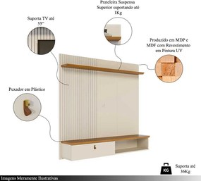 Bancada Suspensa Blitz MDP Pintura UV 1 Porta Basculante até 55 Cinamomo/OffWhite G97 - Gran Belo