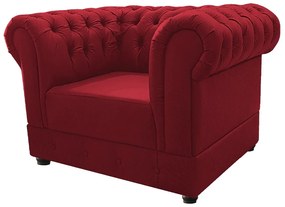 Kit Poltrona e Namoradeira Chesterfield Ana Suede Vermelho - ADJ Decor