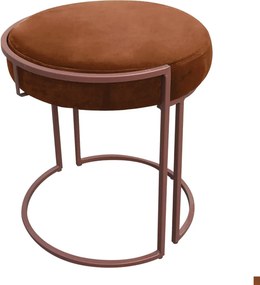 Puff Redondo Base Industrial Cobre Kit 2 Love Suede - Terra