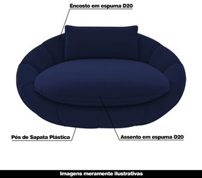 Poltrona Caminha para PET Afrodite Veludo Azul Escuro G45 - Gran Belo