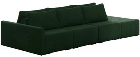 Sofá Ilha Modulado Milos 312cm Puff Lateral Veludo Verde G33 - Gran Belo