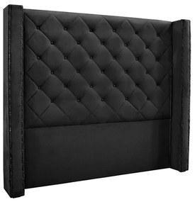 Cabeceira Decorativa King Size 2,19M Loewe Veludo Preto G63 - Gran Belo