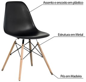 Kit 6 Cadeira Decorativa para Sala e Cozinha Garabit Preto G04 - Gran Belo