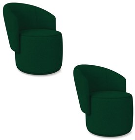 Poltrona Decorativa Orgânica Fixa para Sala Kit 2 Malu Bouclê M11 - D'Rossi - Verde