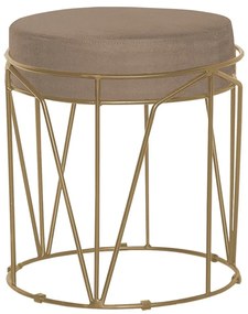 Puff Decorativo Sala de Estar Base Gold Chloe Suede Cappuccino G41 - Gran Belo