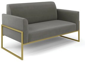 Sofá Namoradeira Base Industrial Alta Dourado Marisa Suede D03 - D'Rossi - Grafite