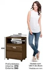 Mesa de Cabeceira 2 Gavetas Campeche Castanho - Henn