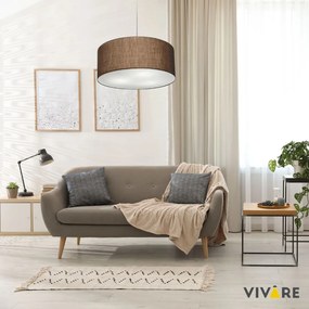 Lustre Pendente Cilíndrico Md-4214 Cúpula em Tecido 55x25cm Café - Bivolt
