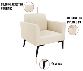 Poltrona Pés Villach Marisa Linho - A19 Bege