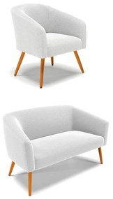 Sofá Namoradeira e Poltrona Pé Palito Castanho Stella Bouclê Off White D03 - D'Rossi