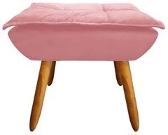 Puff Decorativo Sala de Estar Pés Palito Opla Suede Rose - Ibiza