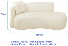 Divã Recamier Suíça Curvo Sala Recepção 150cm Ld Bouclé