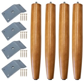 Kit 04 Pés Palito Castanho 25 cm e 04 Chapinhas Inclinadas  D10 - D'Rossi