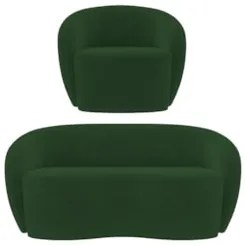 Sofá 2 Lugares Living 160cm e 1 Poltrona Giratória Garbin Z08 Veludo V