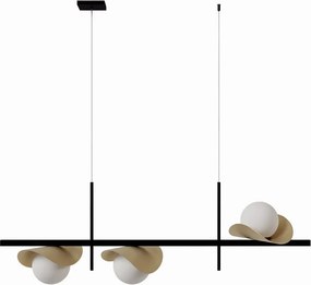 Pendente Calandra Assimétrico Linear 27X21X80Cm Alumínio E Globo Ø10Cm... (CHAMPANHE, FOSCO)