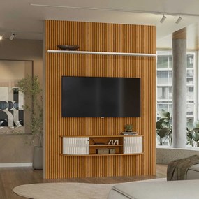 Home Theater Killua 2 Portas Deslizantes MDP até 65 Cinamomo/OffWhite G97 - Gran Belo