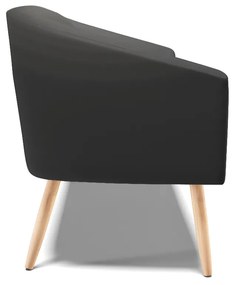 Sofá 2 Lugares Namoradeira Pé Palito Natural Stella Sintético D03 - D'Rossi - Preto