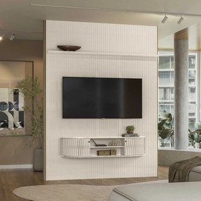 Home Theater Killua 2 Portas Deslizantes MDP até 65 Calacata/OffWhite G97 - Gran Belo
