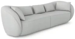 Sofá 3 Lugares 232cm Orgânico Pé Madeira Yume Bouclê Cinza Z55 - Mpoze