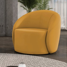 Poltrona Decorativa Orgânica Giratória Lua Veludo D03 - D'Rossi  - Mostarda