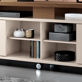 Rack para Sala Bancada de TV 70 Pol 180cm Sora 1.8 H01 - D'Rossi - Off White e Castanho