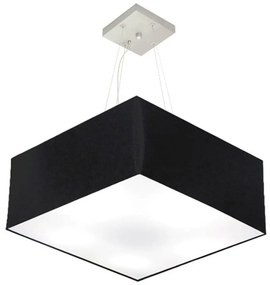 Lustre Pendente Quadrado Md-4071 Cúpula em Tecido 30/70x70cm Preto - Bivolt