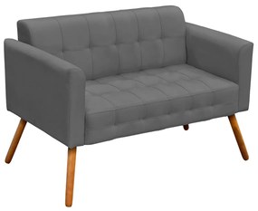 Poltrona Namoradeira Decorativa Pés Palito Karen Suede Grafite G19 - Gran Belo