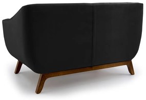 Sofá 2 Lugares Odeon D07 140cm Base Madeira Veludo Preto - D'Rossi