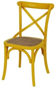 Cadeira Katrina Amarela Laqueada com Assento Rattan - 30750 Sun House