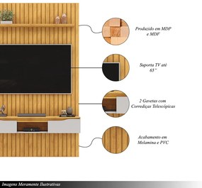 Painel Suspenso Ripado Seko TV 65" Borda Chanfrada Cedro/Bali G18 - Gran Belo