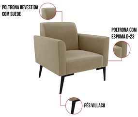 Poltrona Pés Villach Marisa Suede - Marrom Rato
