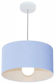 Lustre Pendente Cilíndrico Md-4146 Cúpula em Tecido 40x30cm Azul Bebê - Bivolt