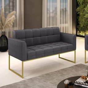 Namoradeira e Poltrona Industrial Dourado Elisa Bouclê D03 - D'Rossi - Grafite