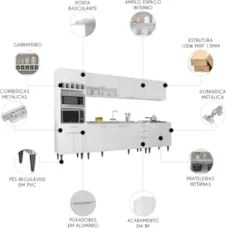 Armário de Cozinha CP05 Com Pia 180cm Pérola Z34 Branco     - Mpozenat