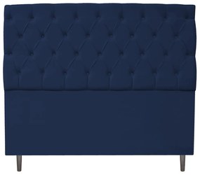 Cabeceira Estofada Liverpool 195 cm King Size Suede Azul Marinho - ADJ Decor